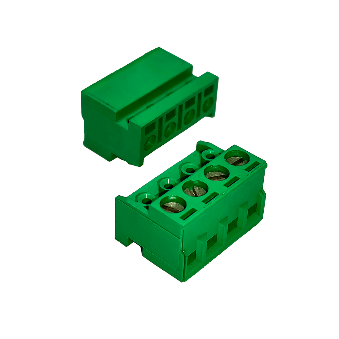 Morsettiera 4 poli/4 pin PCB, a vite, volante, passo 5,08, femmina